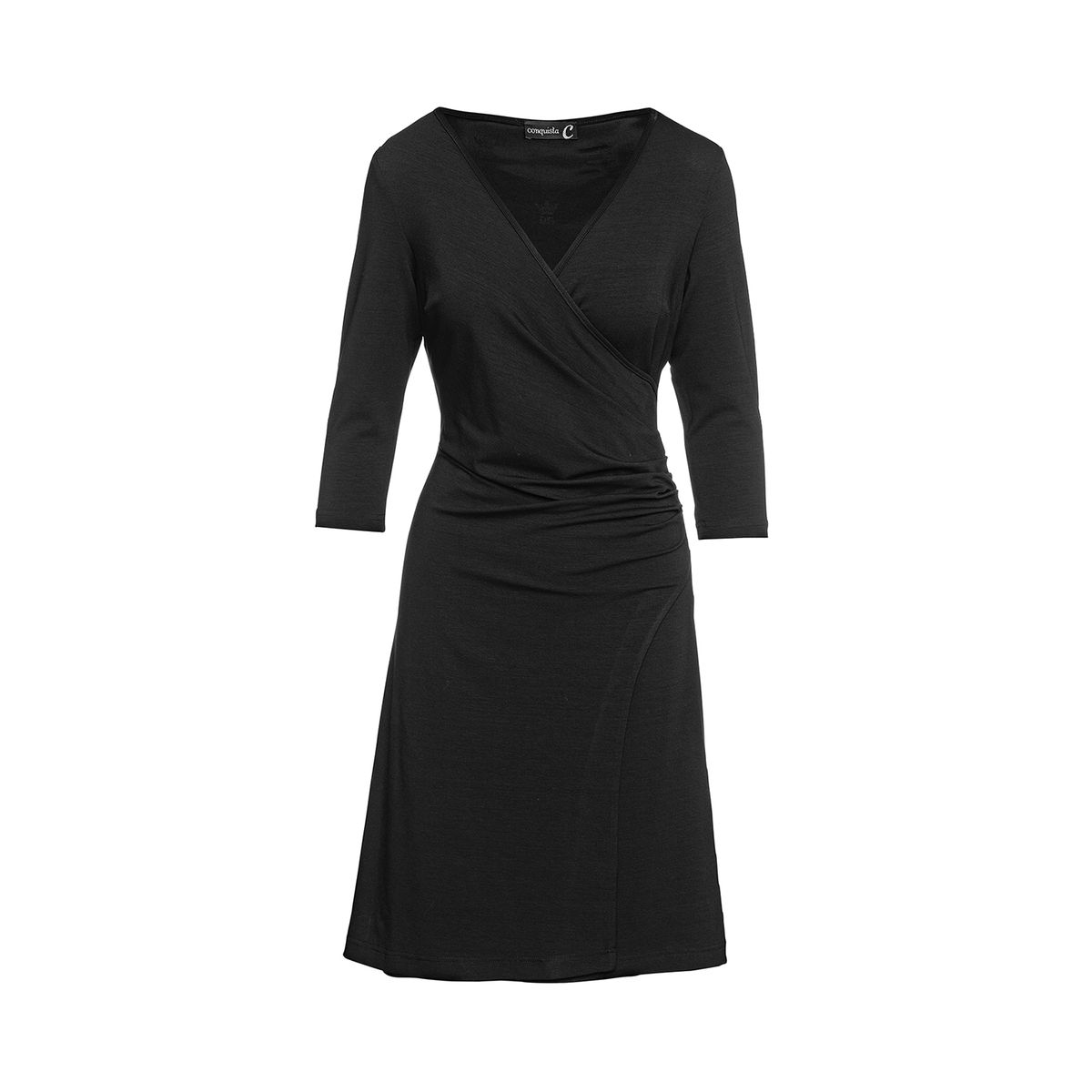 Elegantes Faux-Wrap-Jersey-Midikleid