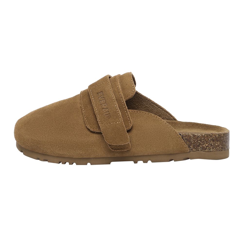 Minimalistische Wildleder-Mules mit Riemen