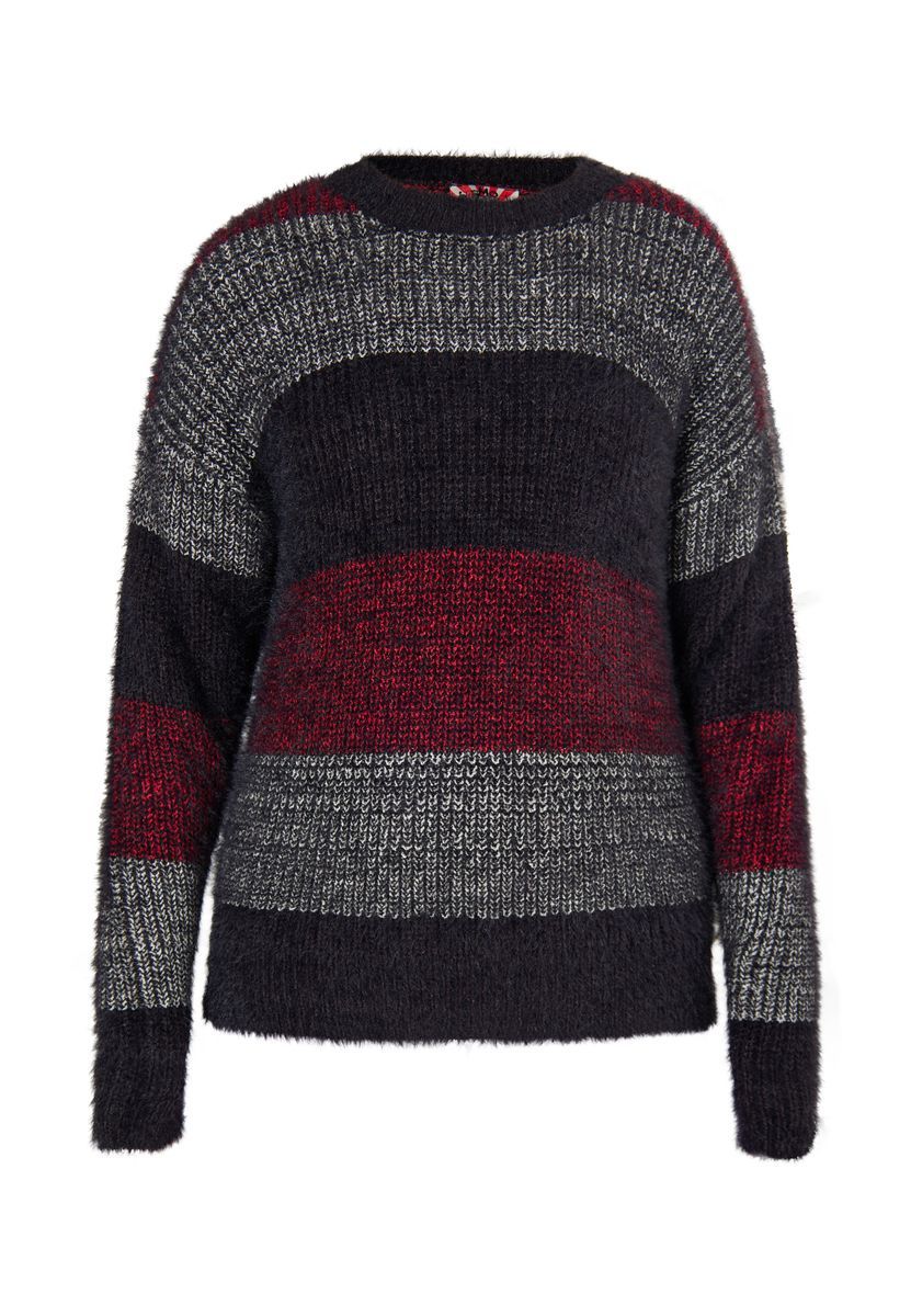 Kuscheliger gestreifter flauschiger Strickpullover