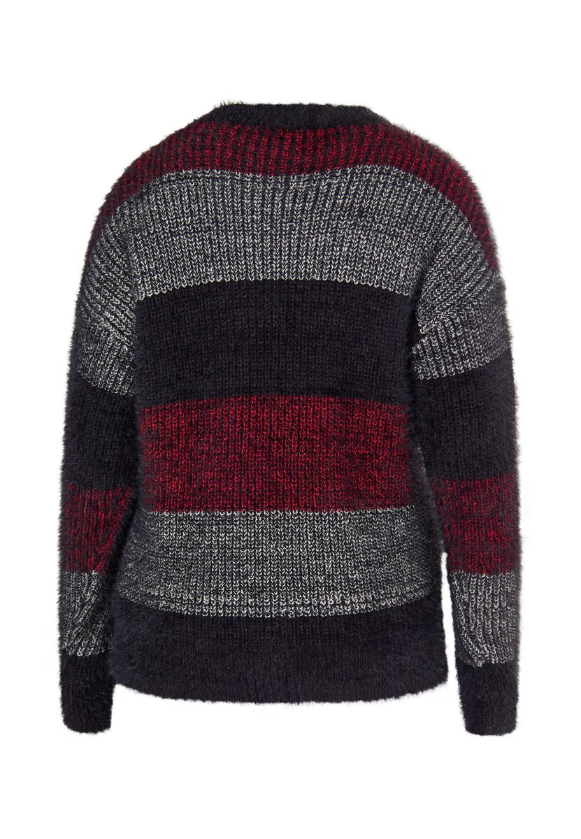 Kuscheliger gestreifter flauschiger Strickpullover