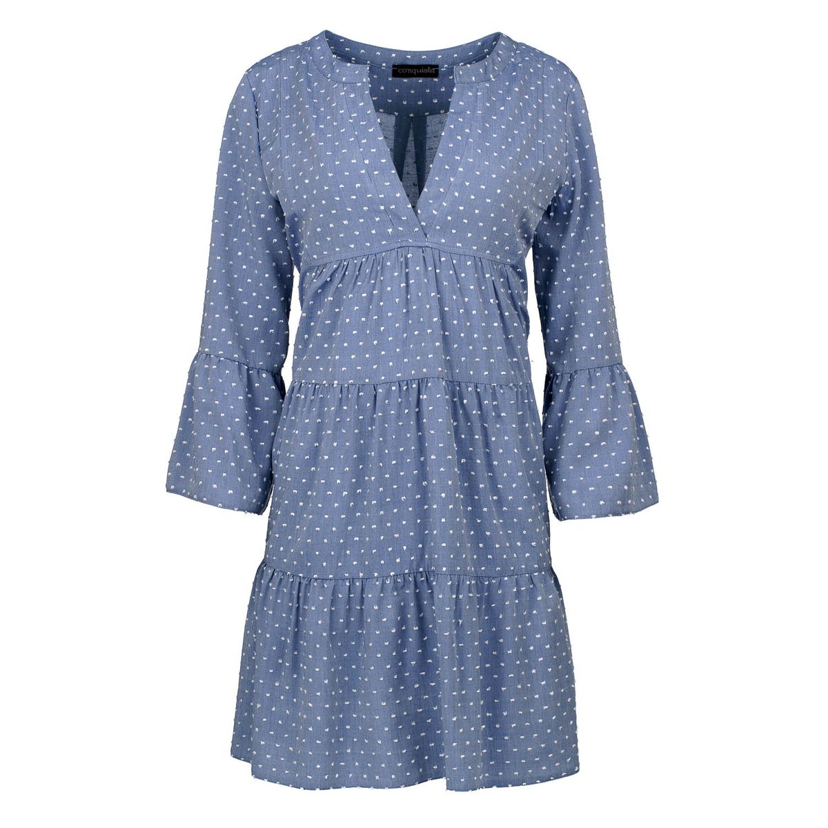 Gestuftes A-Linien-Kleid mit Punktmuster