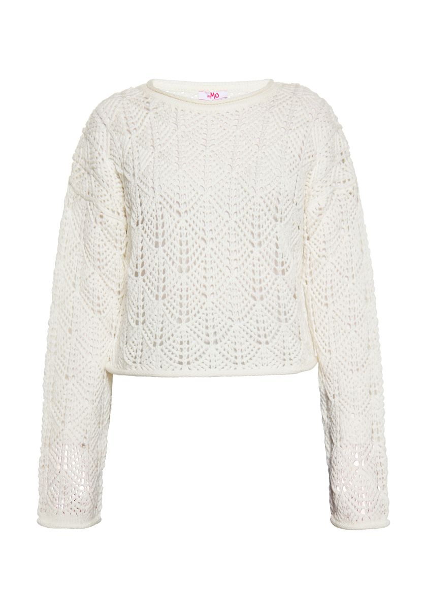 Filigraner Lochstrick-Pullover mit Pointelle-Muster