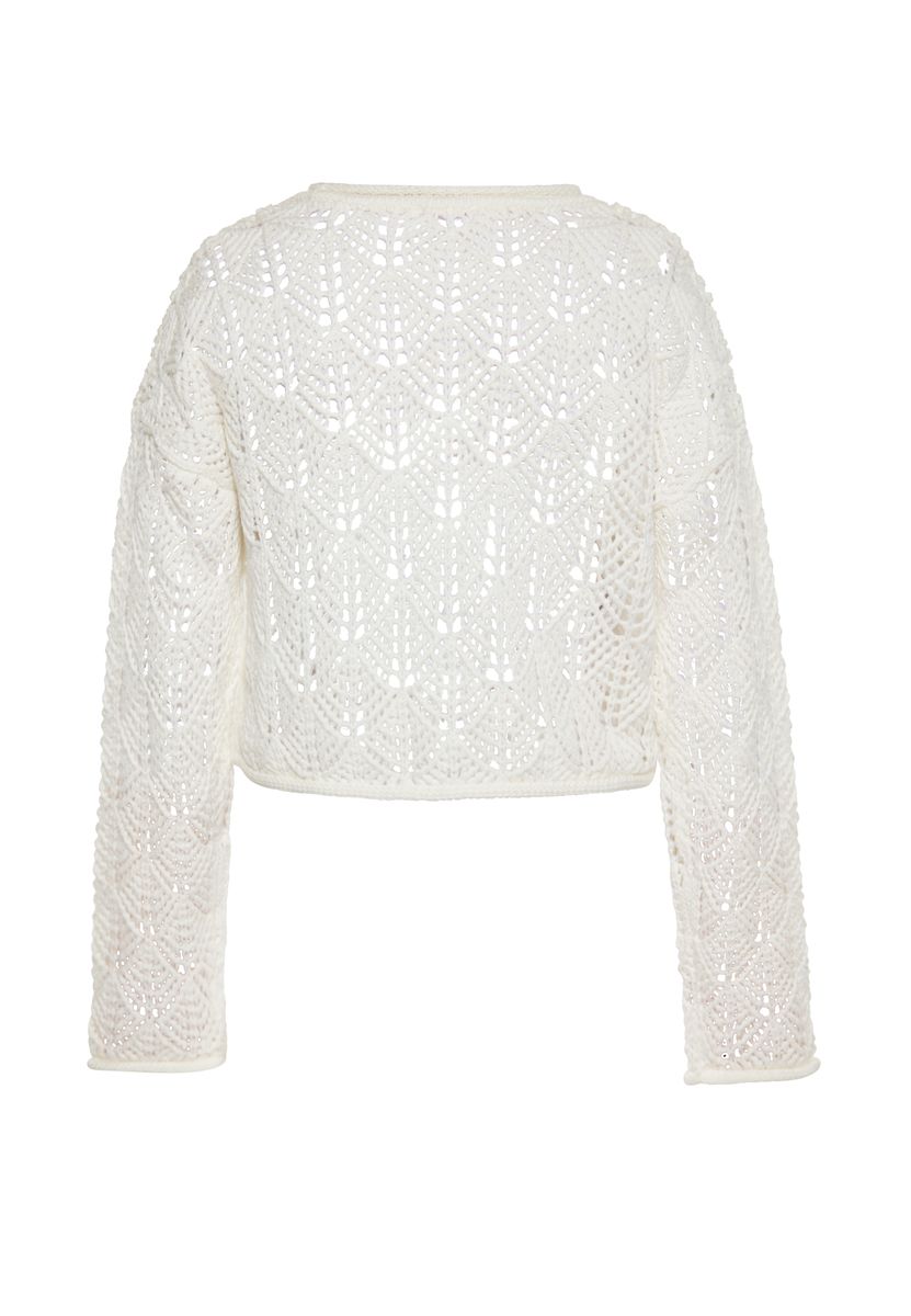 Filigraner Lochstrick-Pullover mit Pointelle-Muster
