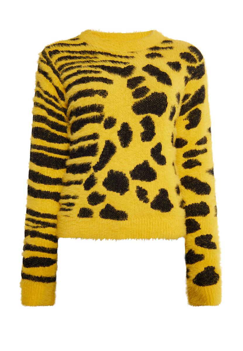 Auffälliger Pullover mit Tiermustermix
