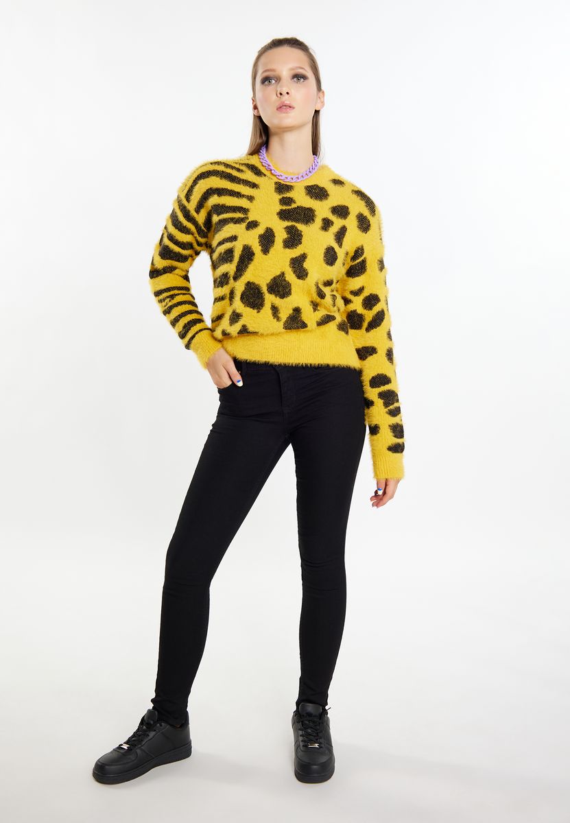 Auffälliger Pullover mit Tiermustermix