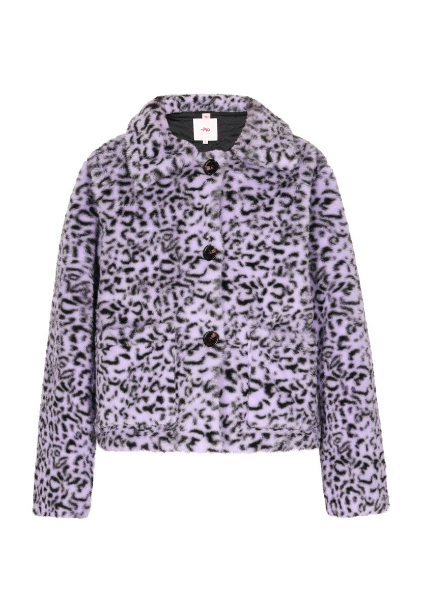 Kunstpelzjacke mit Leopardenmuster