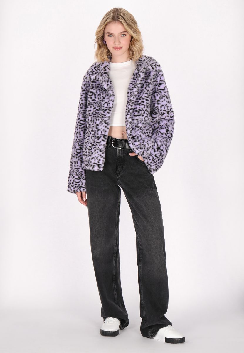 Kunstpelzjacke mit Leopardenmuster