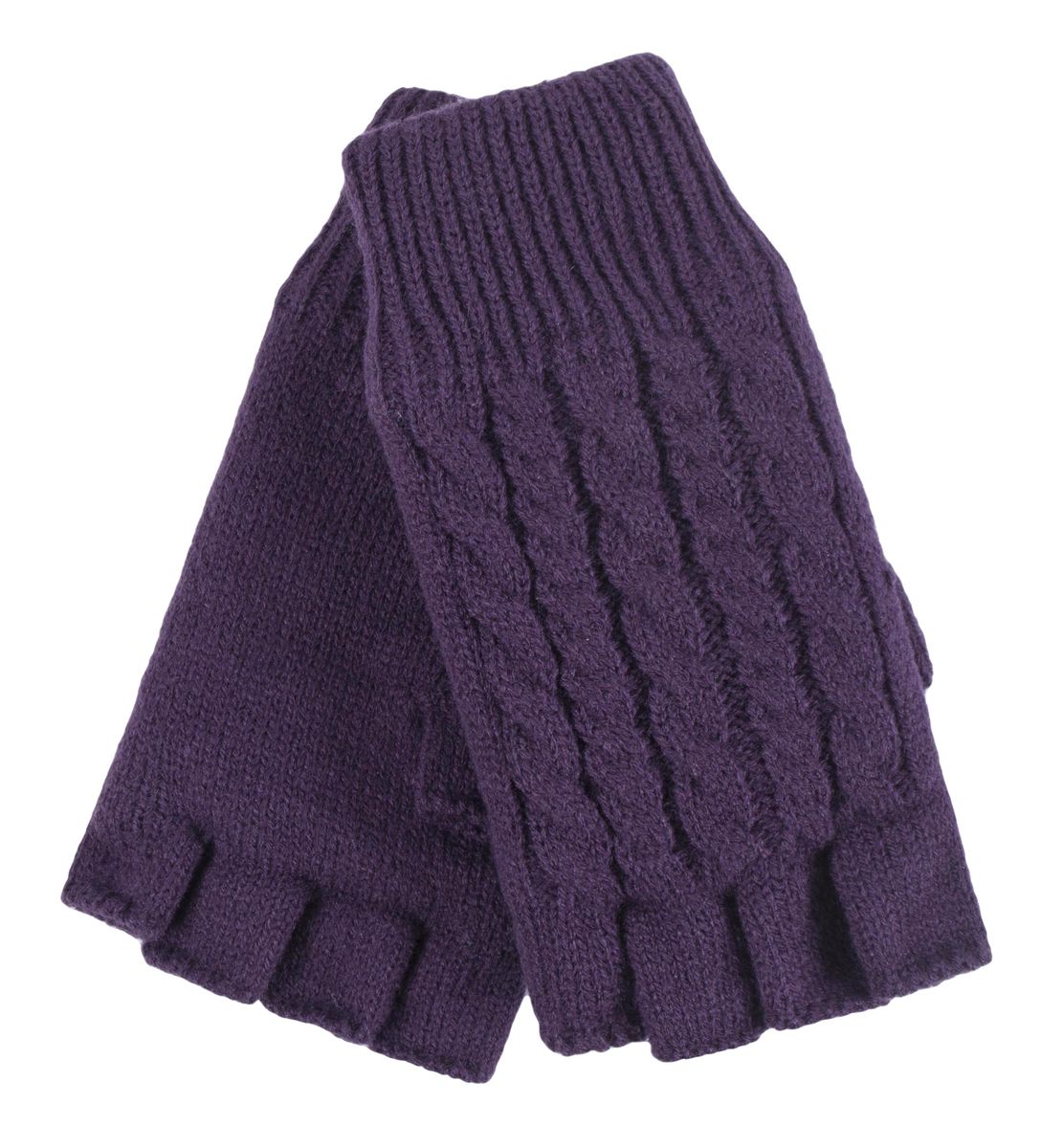 Fingerlose Thermo-Handschuhe mit Zopfmuster