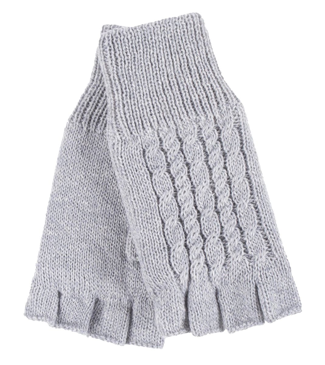 Fingerlose Thermo-Handschuhe mit Zopfmuster