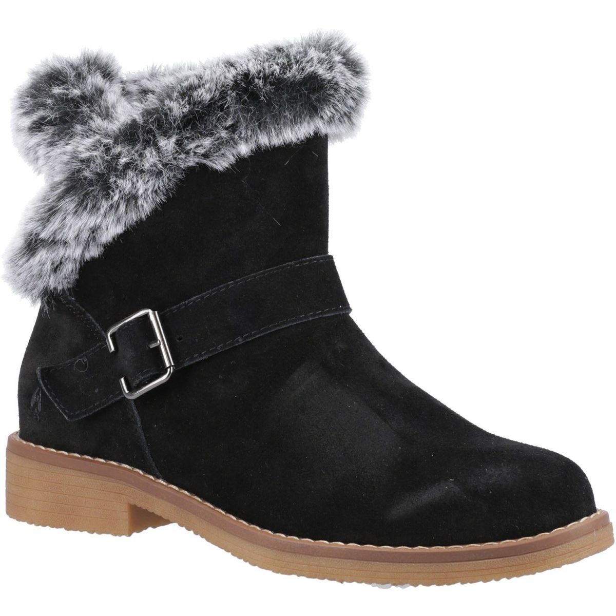 Wildlederstiefel mit Kunstfell-Besatz