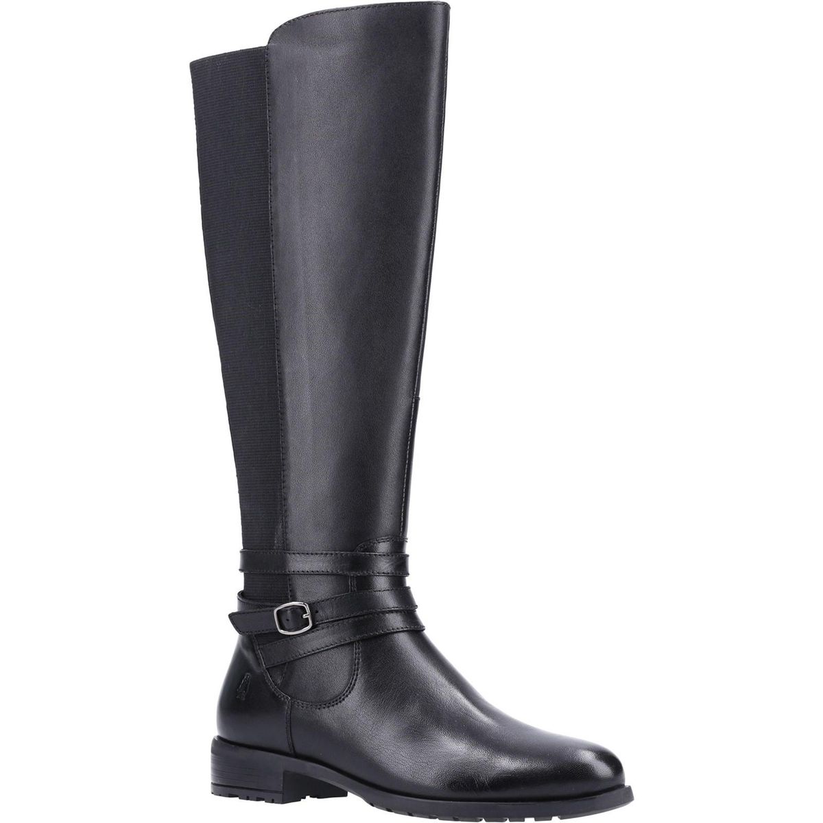Kniehohe Lederstiefel mit Schnalle