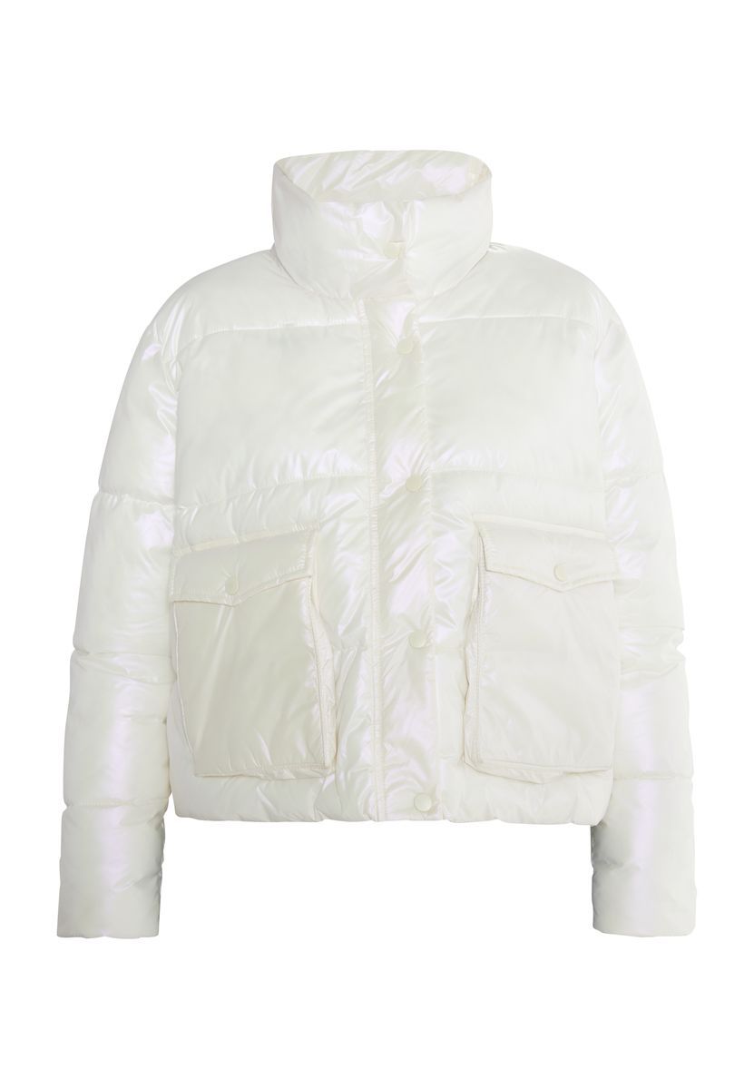 Schimmernde Steppjacke mit Pattentaschen
