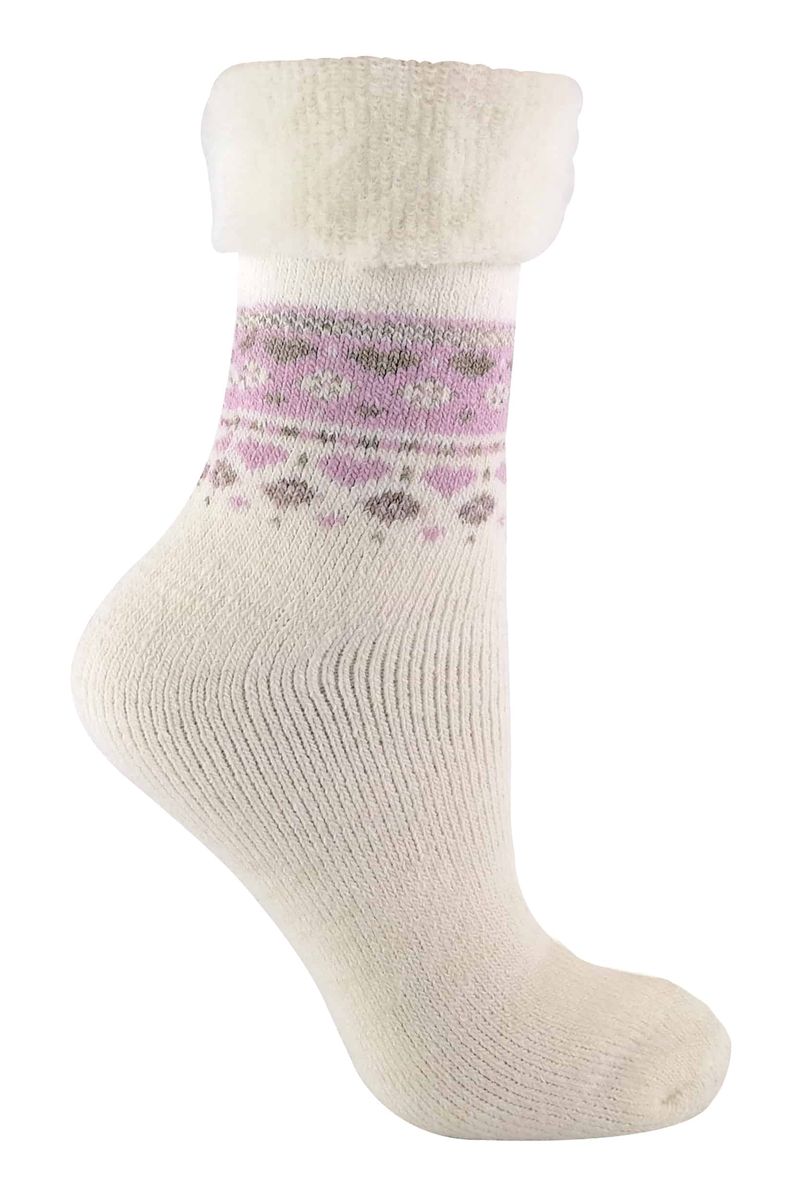 Thermo-Stricksocken mit nordischem Fairisle-Muster