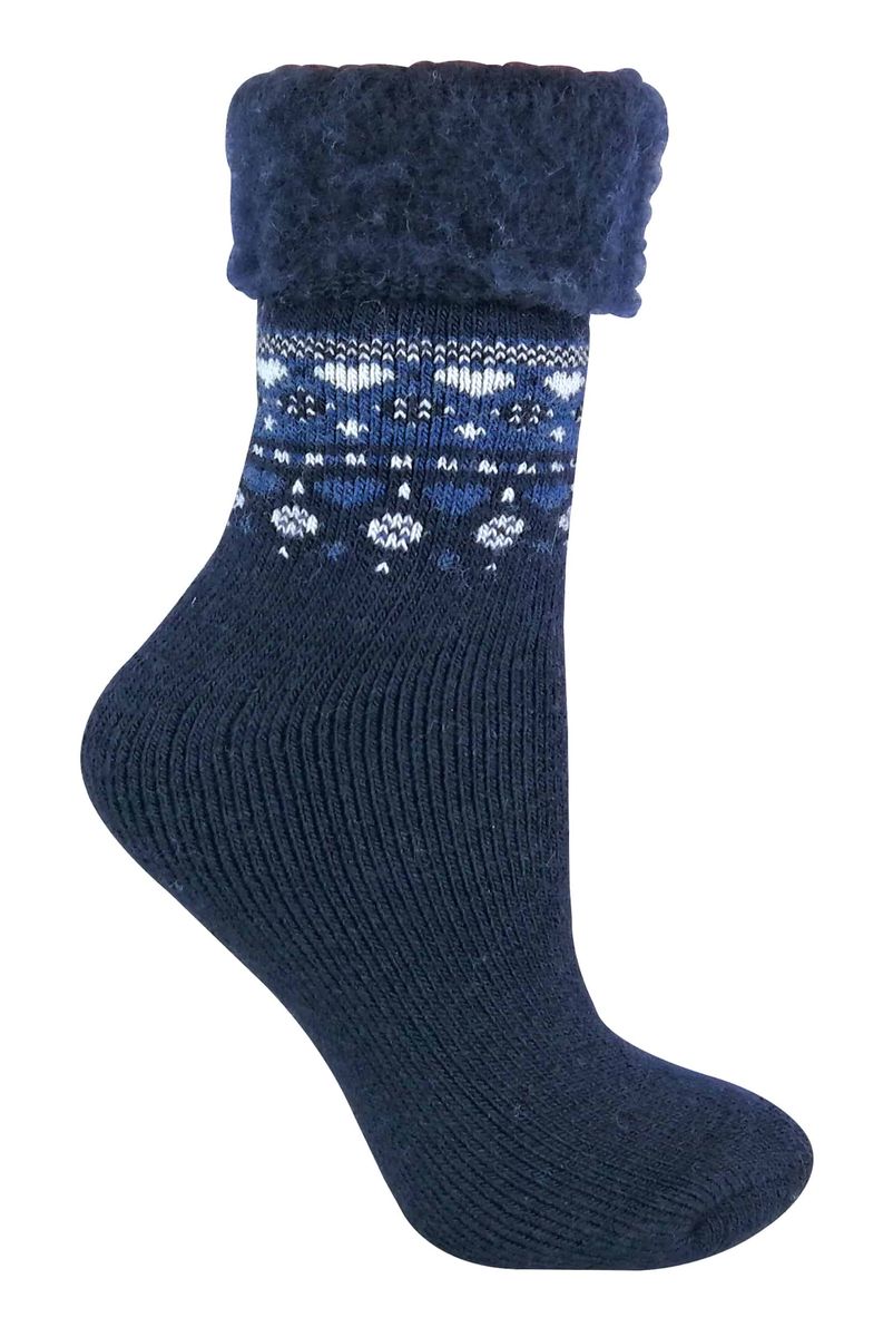 Thermo-Stricksocken mit nordischem Fairisle-Muster