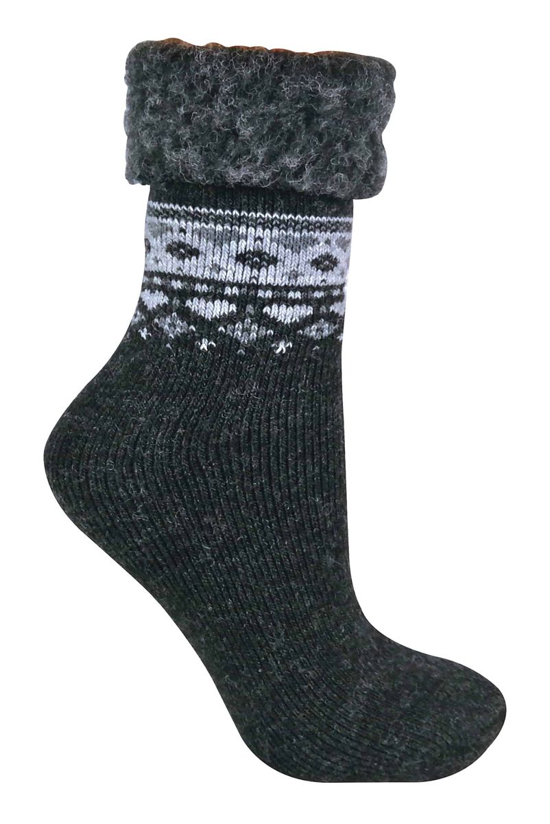 Thermo-Stricksocken mit nordischem Fairisle-Muster