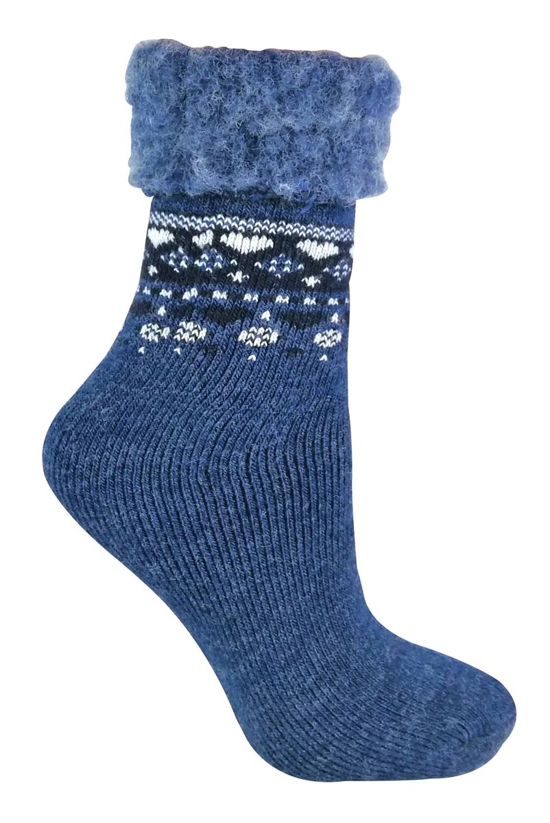Thermo-Stricksocken mit nordischem Fairisle-Muster