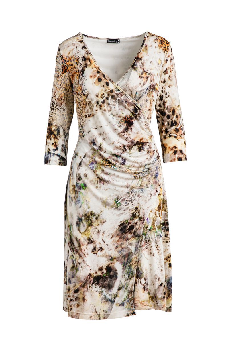 Jersey-Wickelkleid mit abstraktem Print