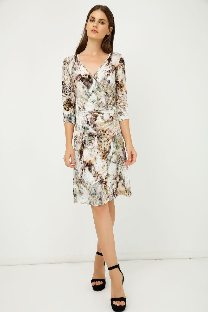 Jersey-Wickelkleid mit abstraktem Print