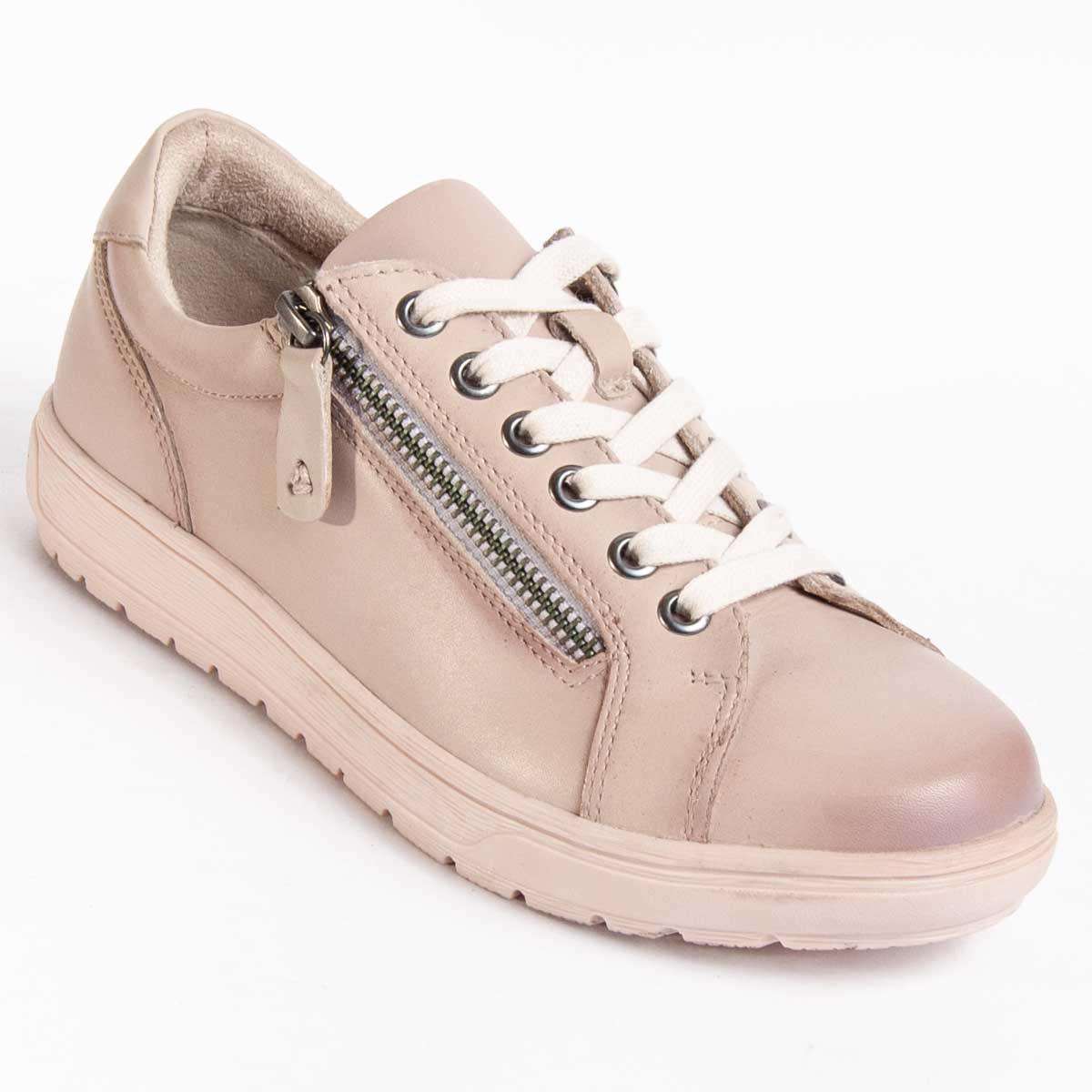 Leder-Sneaker mit seitlichem Reißverschluss