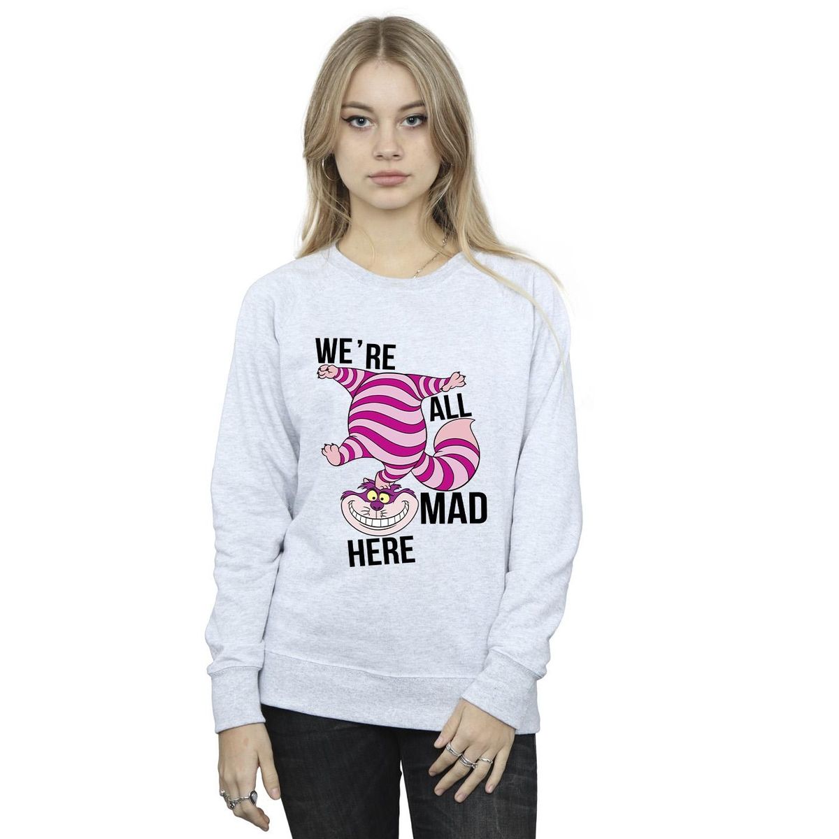 Grinsekatze Grafik-Sweatshirt mit Rundhalsausschnitt
