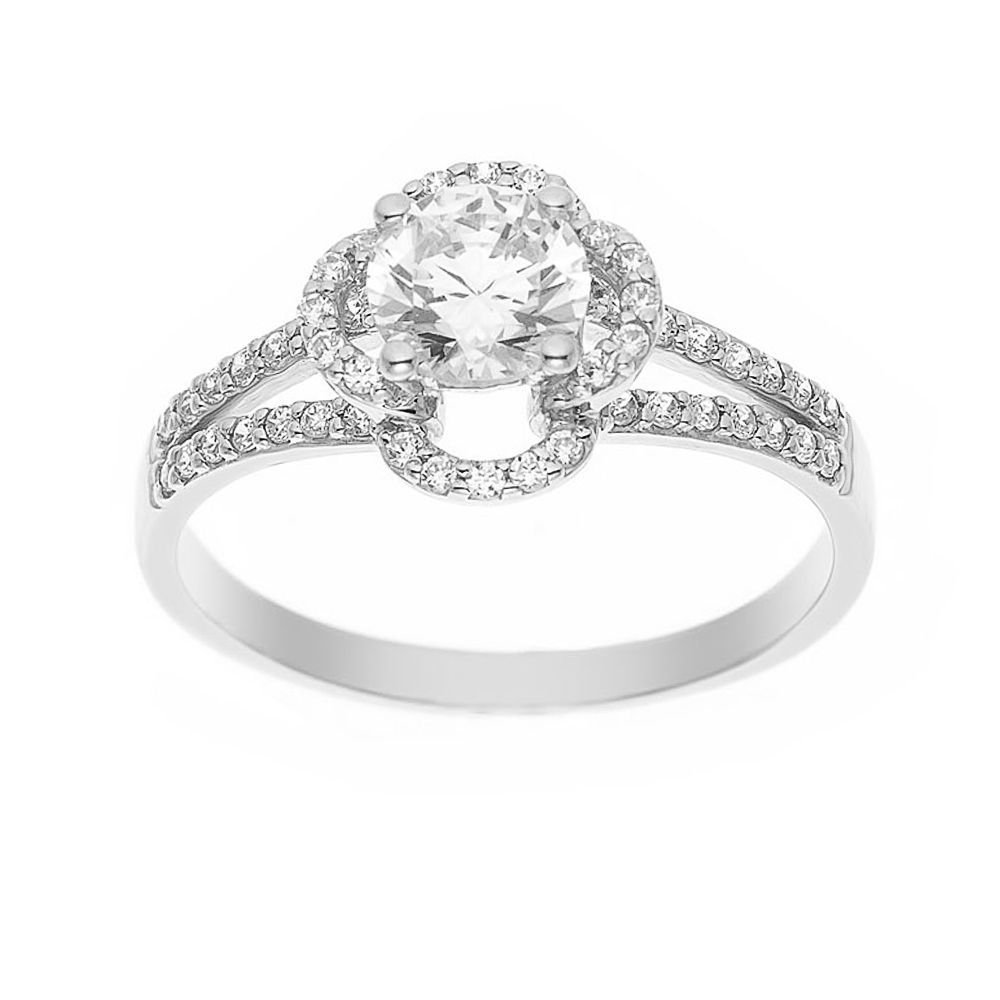 Solitärring mit Kristall-Pave-Halo