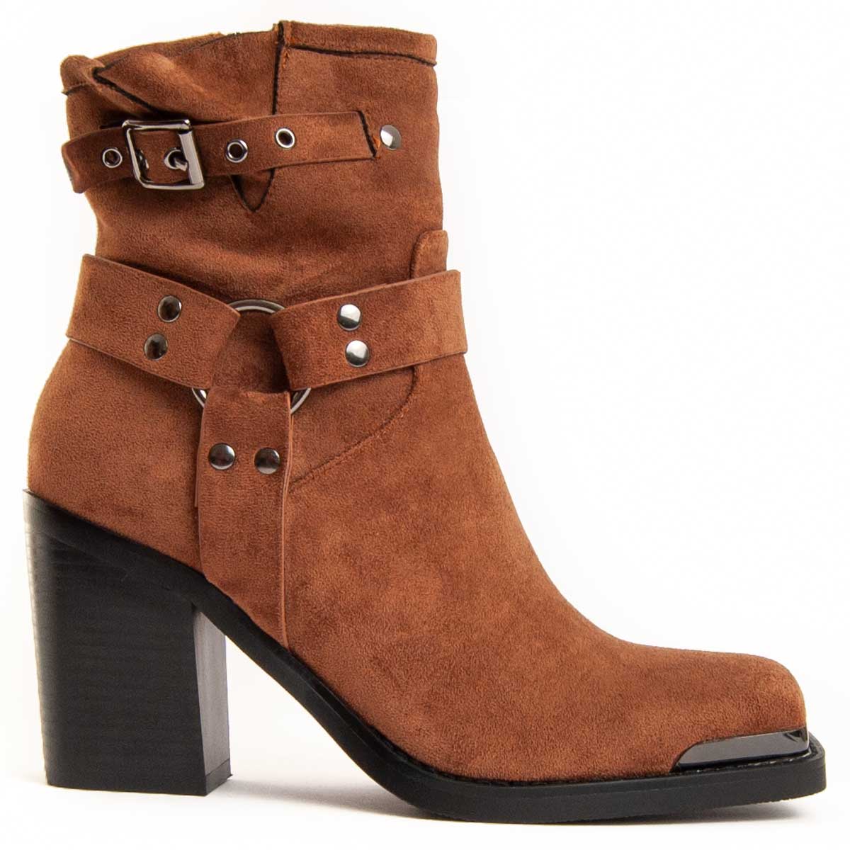 Suede-Stiefeletten mit Karree-Zehenpartie
