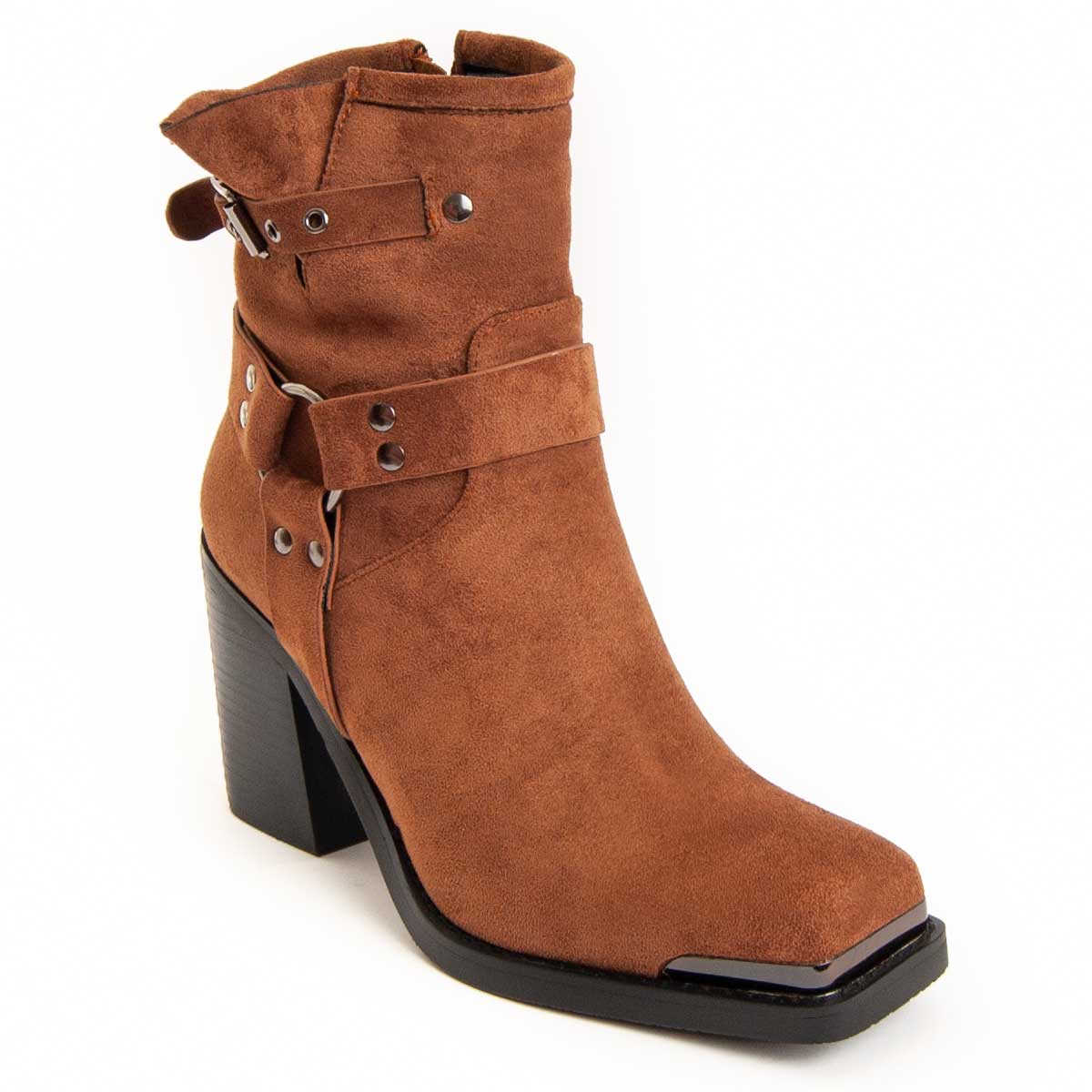 Suede-Stiefeletten mit Karree-Zehenpartie