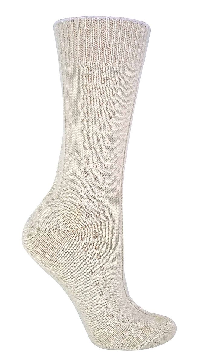 Bettsocken aus reiner Wolle mit Lochmuster