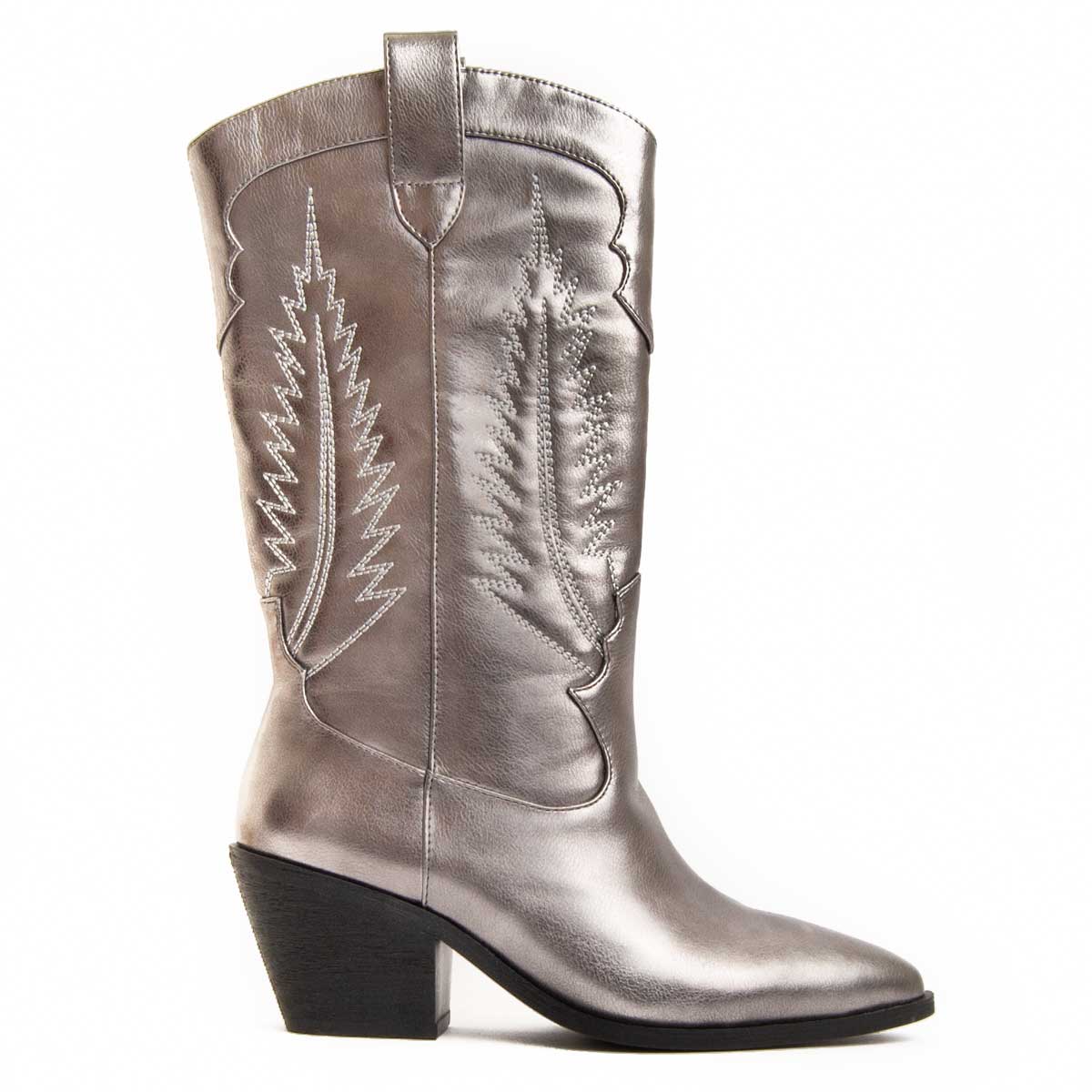Metallische Westernstiefel mit Stickerei