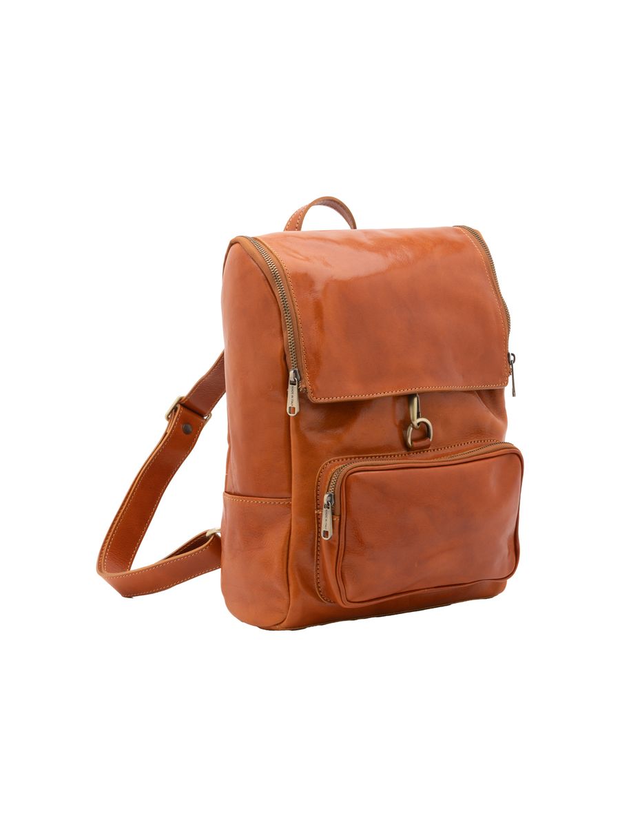 Italienischer Lederrucksack mit Klappe