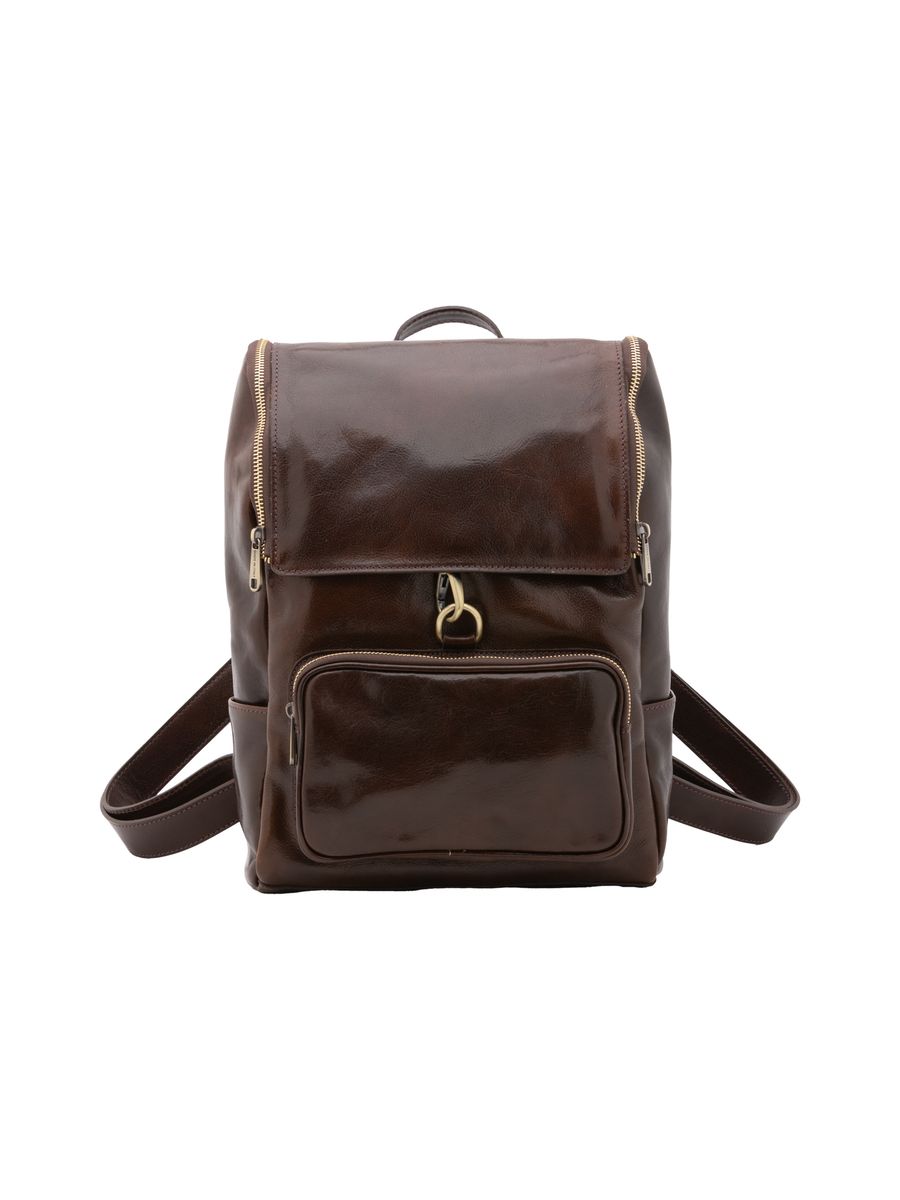 Italienischer Lederrucksack mit Klappe