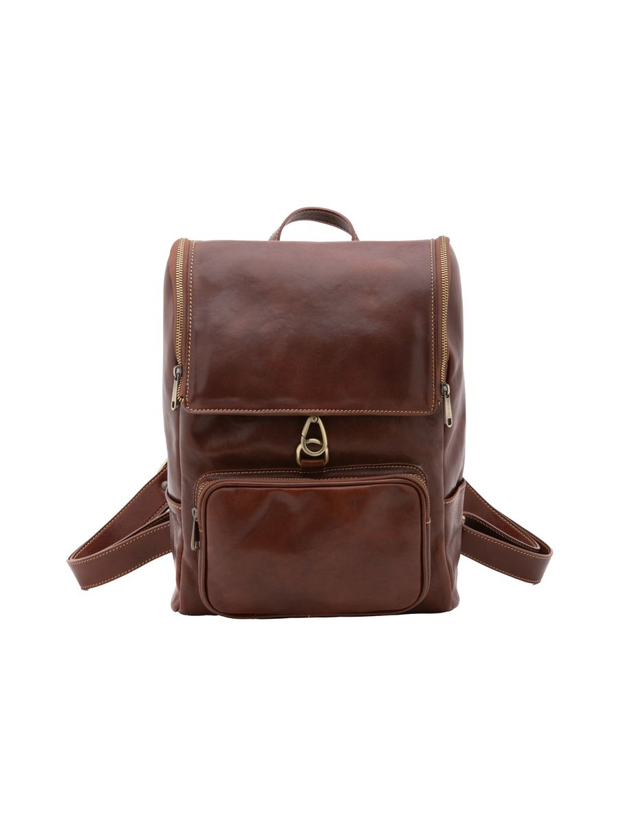 Italienischer Lederrucksack mit Klappe