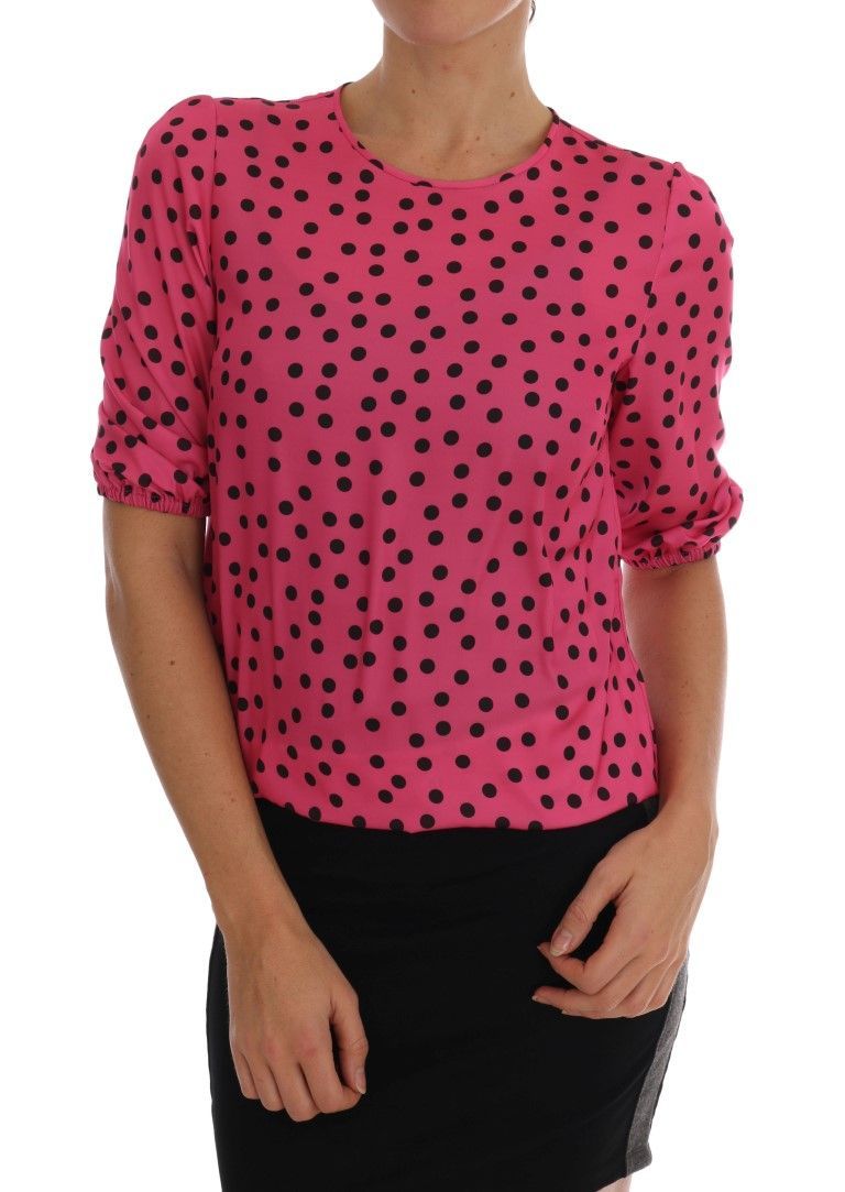 Seidentop mit Polka-Dots und Ballonärmeln