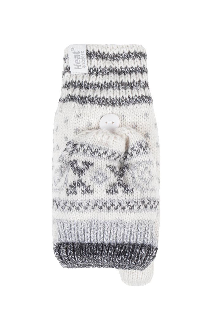 Fingerlose Fair-Isle-Handschuhe mit Kappe