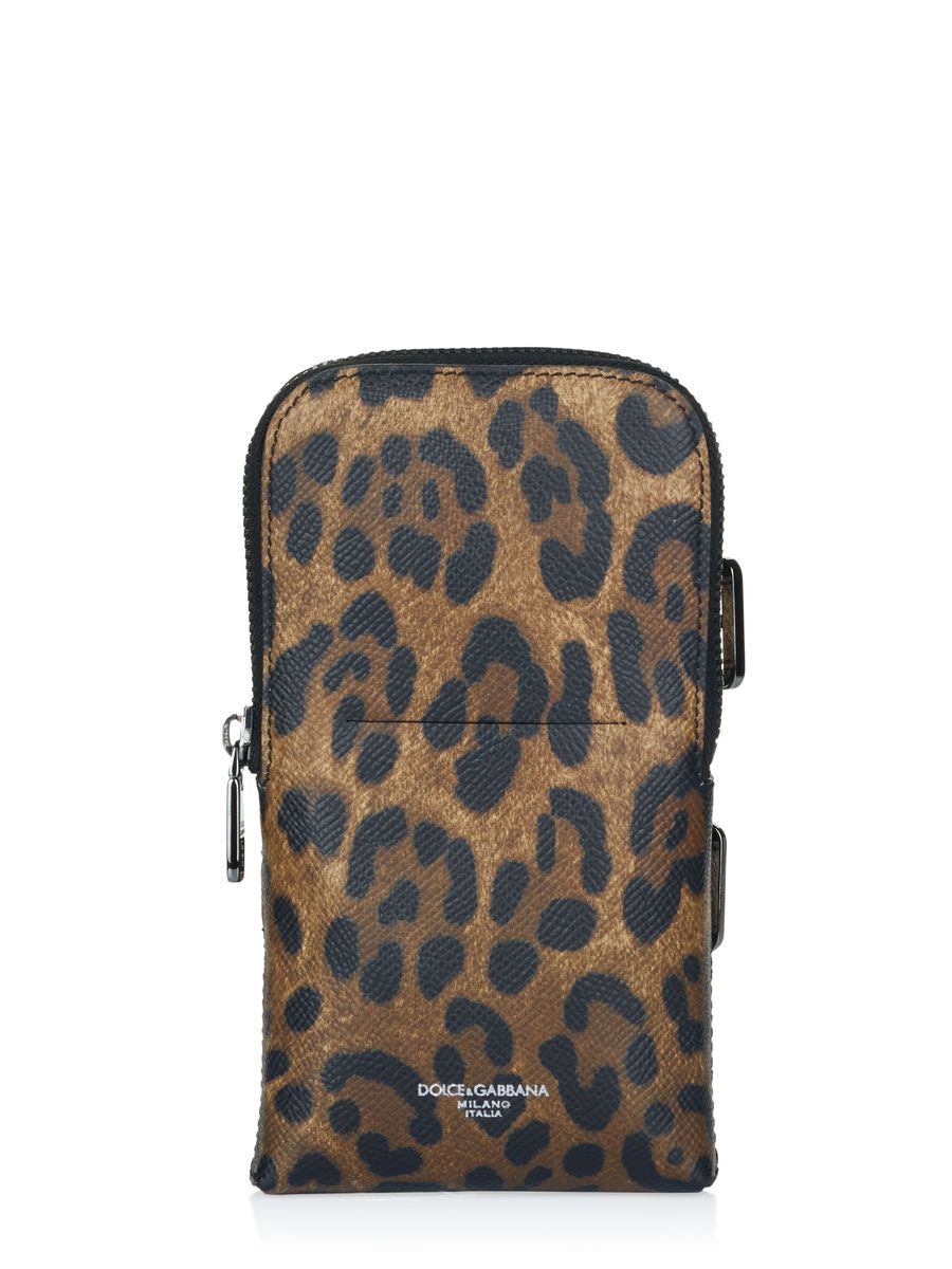 Handytasche aus Kalbsleder mit Leopardenmuster