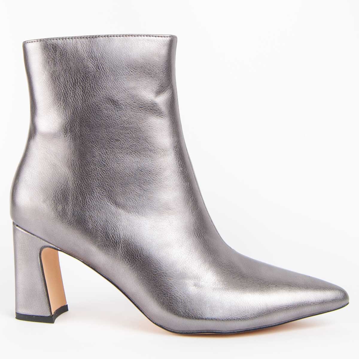 Metallische Stiefeletten mit Blockabsatz