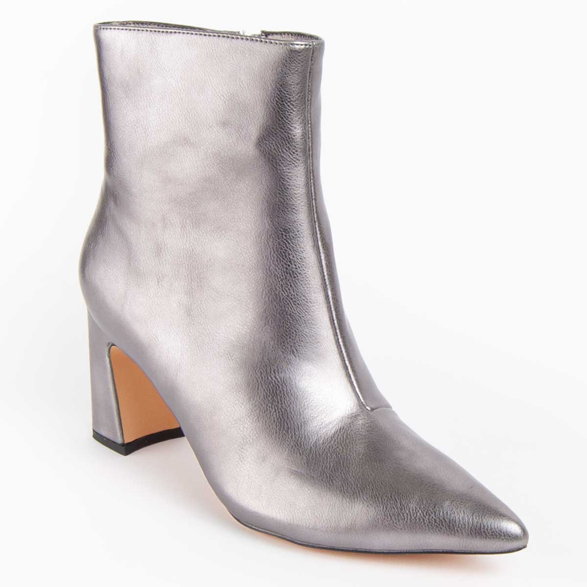 Metallische Stiefeletten mit Blockabsatz