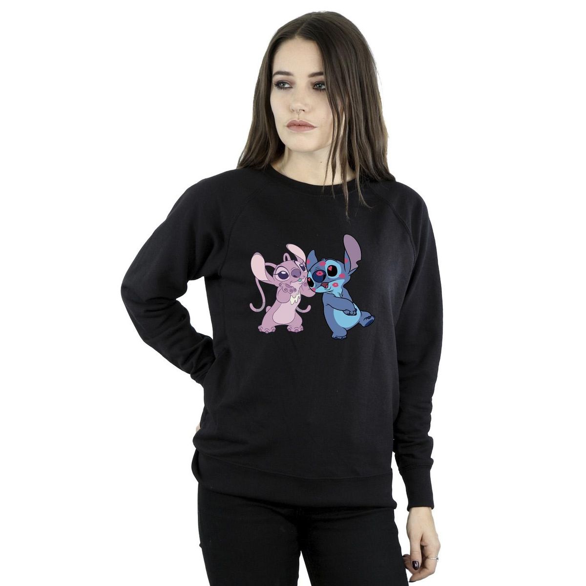 Sweatshirt mit Stitch-und-Angel-Grafik