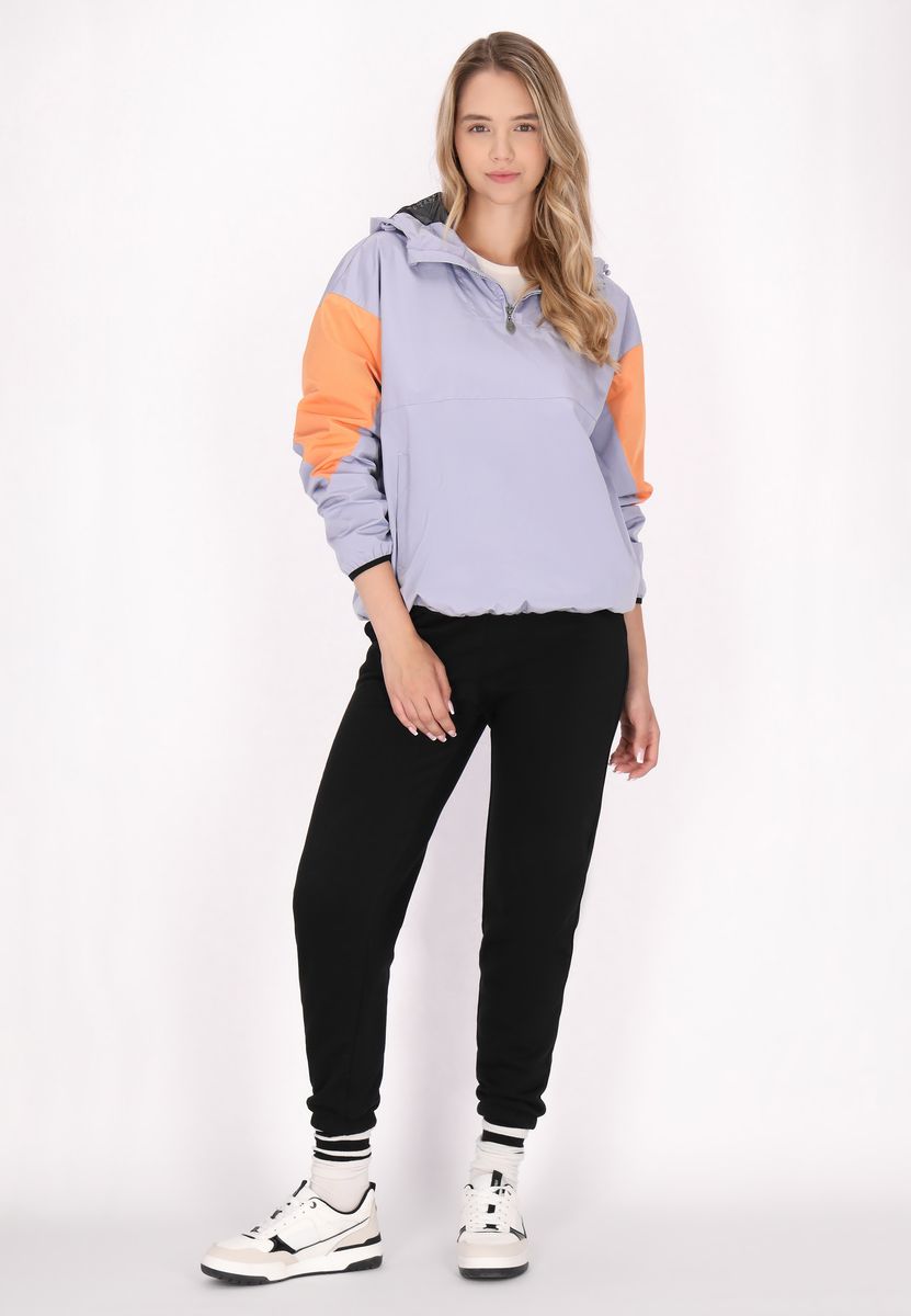 Hoodie-Blouson mit Halbreißverschluss und Colorblock
