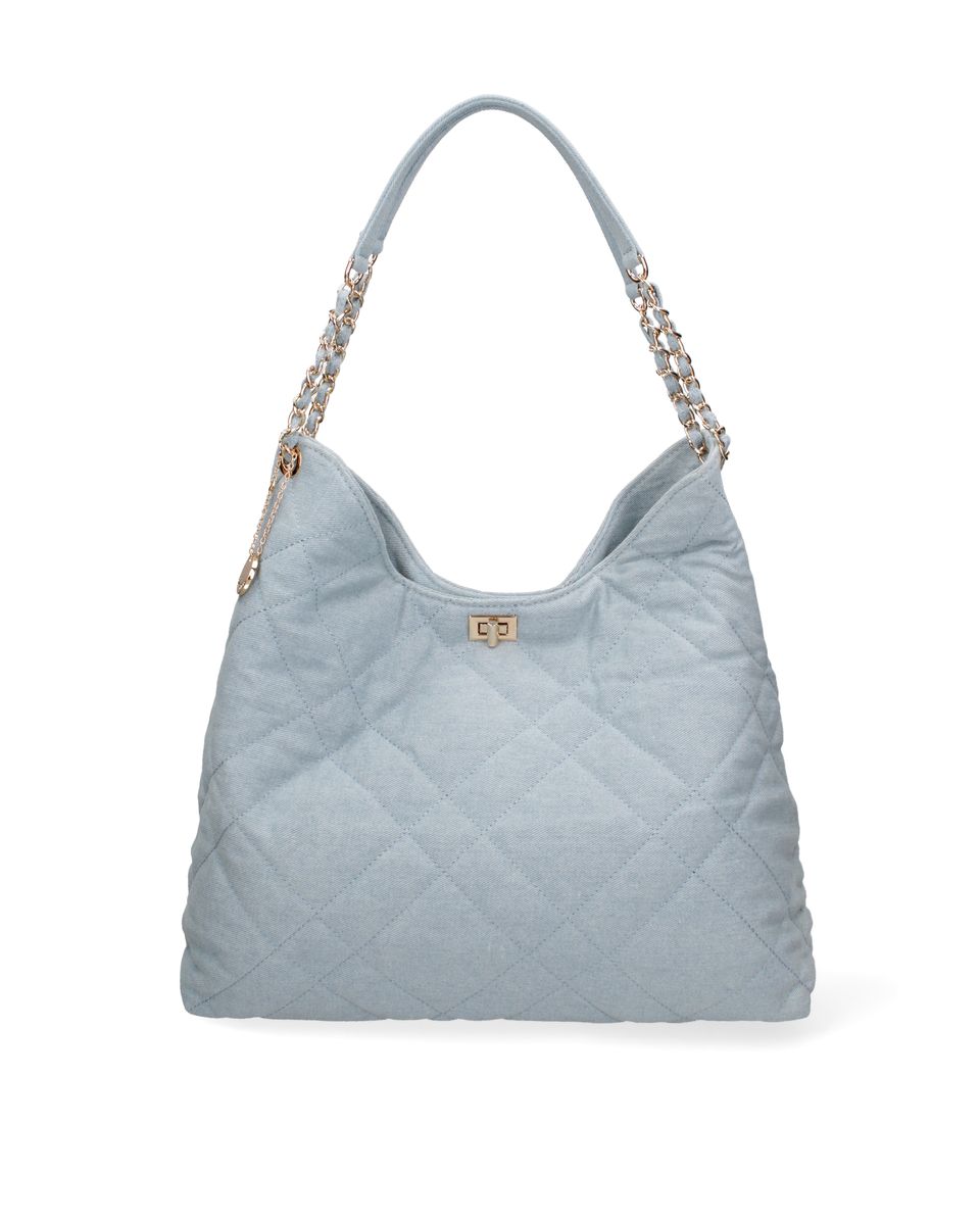 Große gesteppte Denim-Hobo-Tasche
