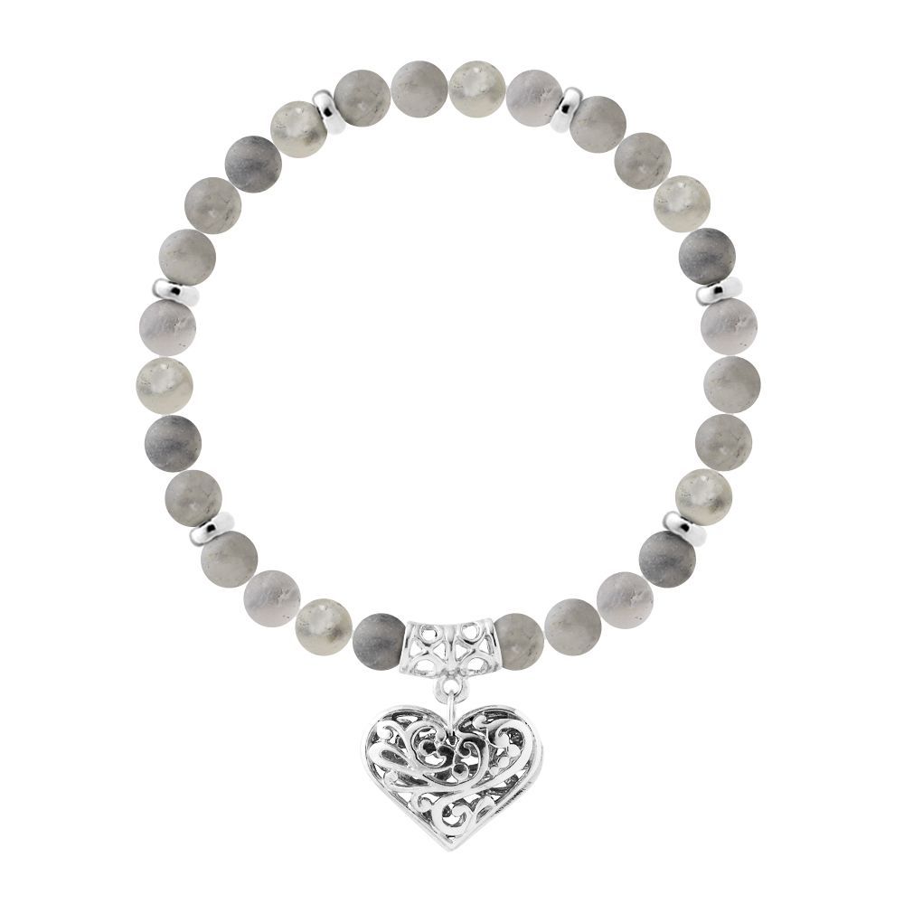 Filigranes Herz-Armband aus grauem Quarz