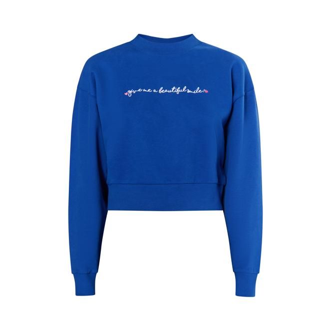 Besticktes Cropped-Sweatshirt mit Statement