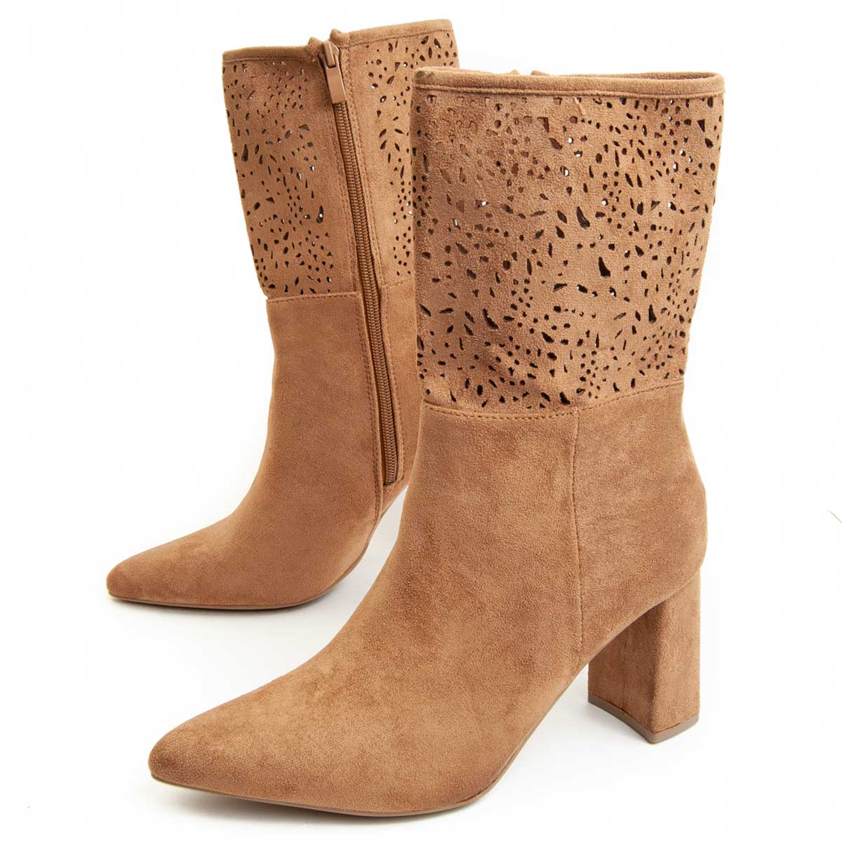 Laser-Cut Stiefel mit Blockabsatz