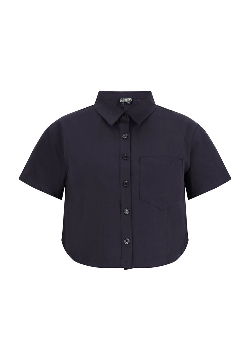 Kurzärmelige Boxy-Bluse im Utility-Stil