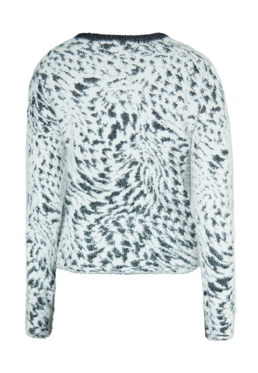 Flauschiger Jacquard-Pullover mit Zebramuster
