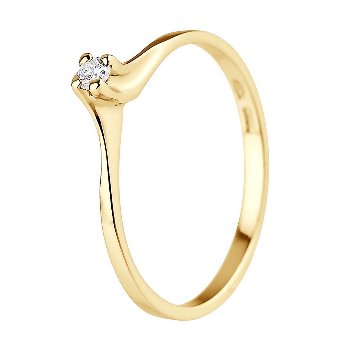 Solitär-Diamantring in Wellenform