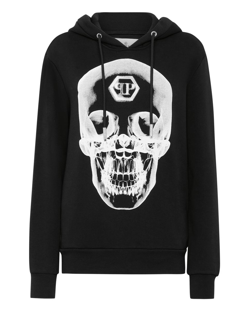 Kapuzenpullover mit Totenkopf-Motiv