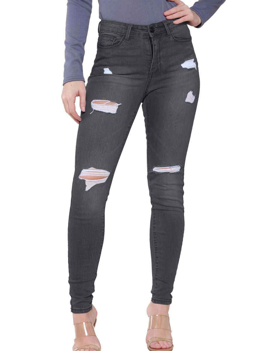 Eng geschnittene Stretch-Jeans mit Rissen