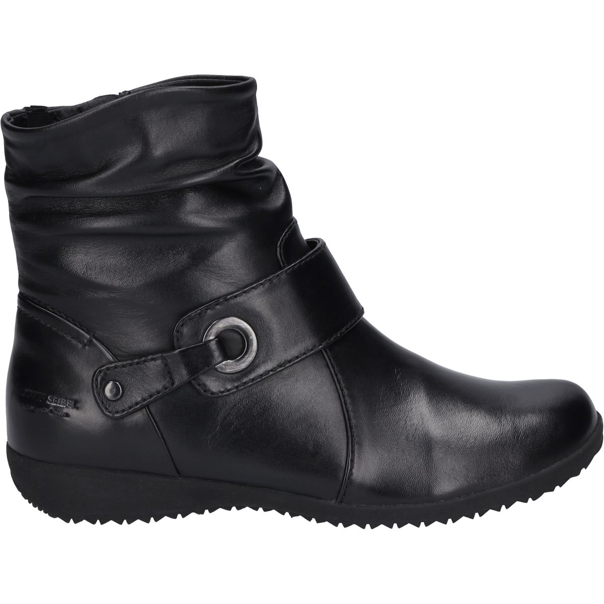 Raffstiefelette aus Leder mit Riemen