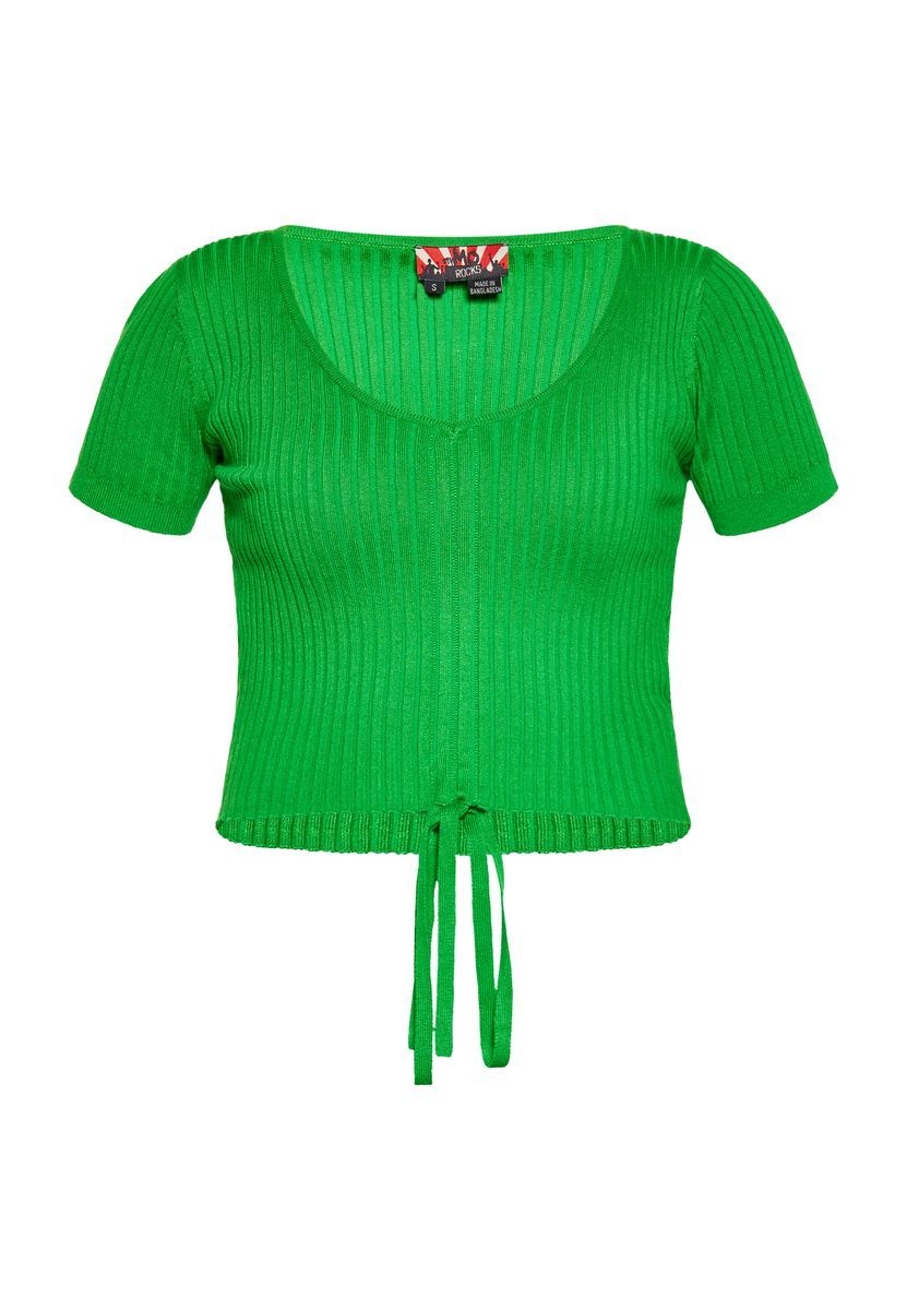Geripptes Crop-Top mit Kordelzug